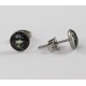 Cabochon Ohrstecker Totenkopf  mit Hut Edelstahl