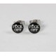 Cabochon Ohrstecker Logo "Fuck off" Schriftzug in Edelstahl eingefasst