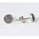 Ohrstecker Cabochon Spirale schwarz weiß fein in Edelstahl eingefasst