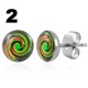 Cabochon Ohrstecker mit bunten Designs in Edelstahl eingefasst