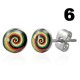 Cabochon Ohrstecker mit bunten Designs in Edelstahl eingefasst