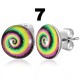 Cabochon Ohrstecker mit bunten Designs in Edelstahl eingefasst