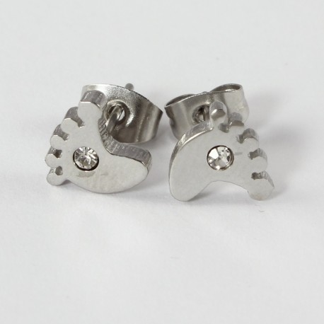 Ohrstecker Fuß mit kleinem Zirkon aus  Edelstahl