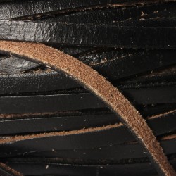 Lederband schwarz Rindleder eckig flach 5 x 2 mm