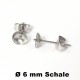 Ohrstecker Rohling mit Schale 6 mm / Stift + Ohrsteckerverschluss Edelstahl