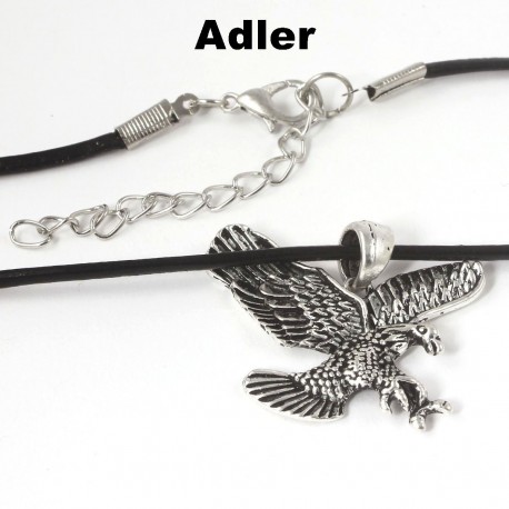 Adler Kettenanhänger an Lederhalskette