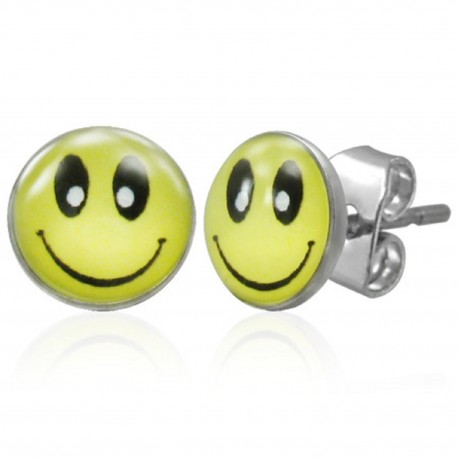 Smile Cabochon Ohrstecker aus Edelstahl