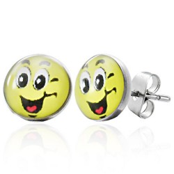 Smile Cabochon Ohrstecker aus Edelstahl