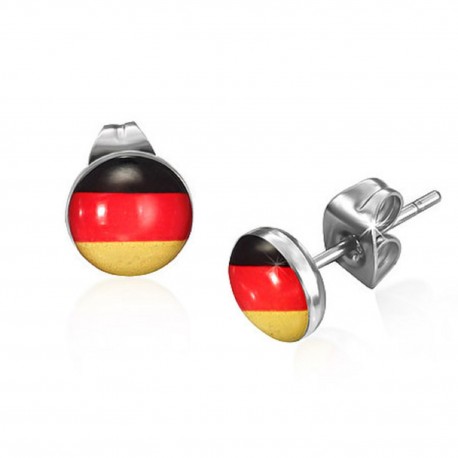 Ohrstecker Cabochon Deutschland Flagge in Edelstahl eingefasst