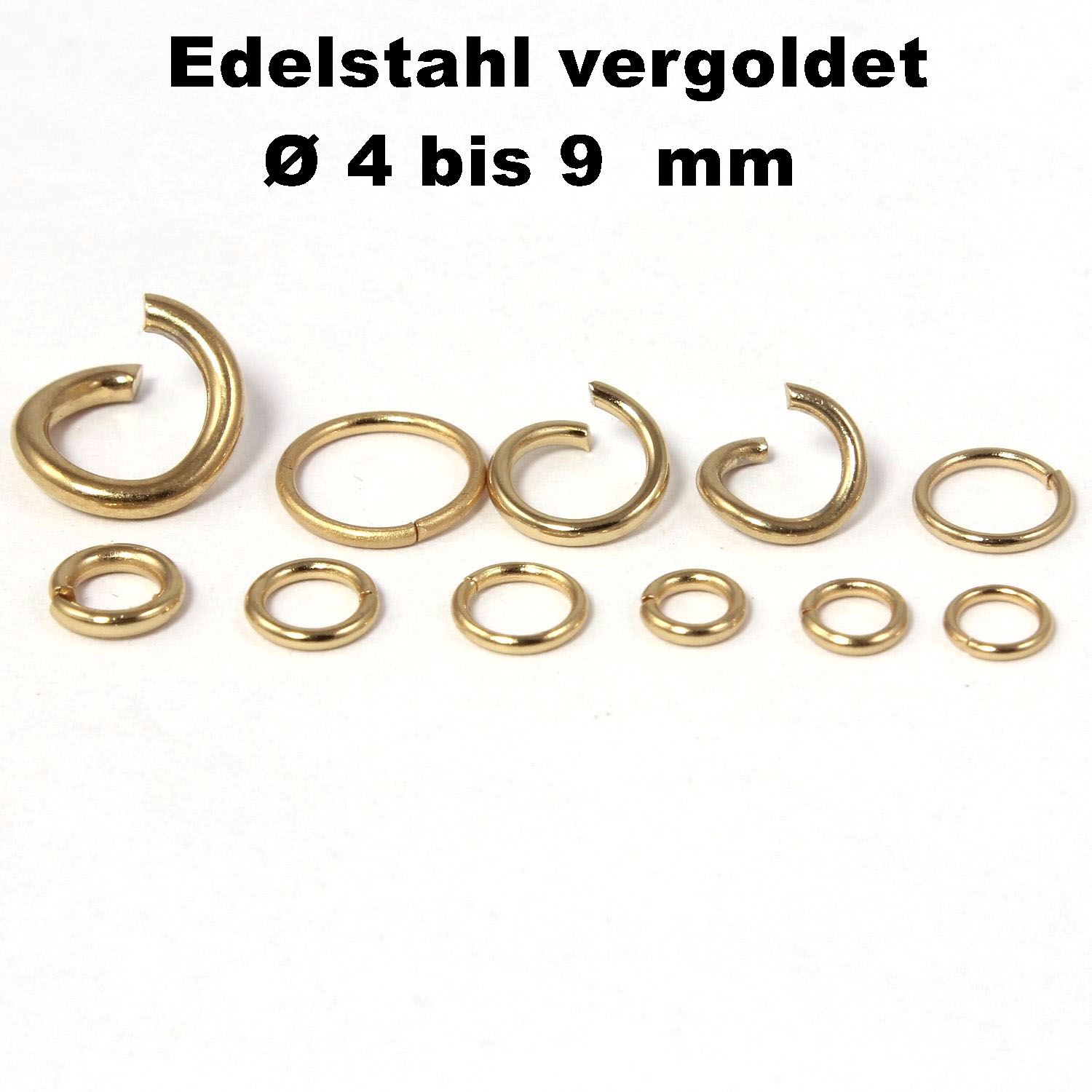 Edelstahl zum Basteln für Schmuck Ø Außen 9 mm Ösen Biegeringe 2,6 mm Breit