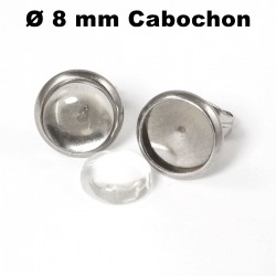 8 mm Edelstahl Ohrstecker Rohlinge Cabochon  +2 Verschlüsse + Döschen