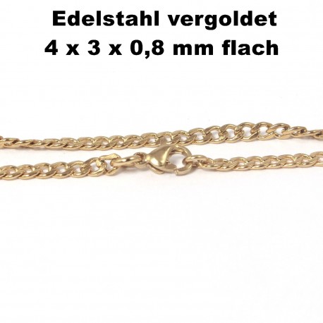Kette, Halskette, Armband, Fußkettchen, aus Edelstahl vergoldet ,Länge frei wählbar