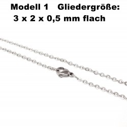 Edelstahl Ketten Halskette, Armband, Fußkettchen, Länge frei wählbar -  Modell 1