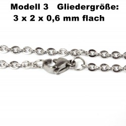 Edelstahl Ketten Halskette, Armband, Fußkettchen, Länge frei wählbar -  Modell 3