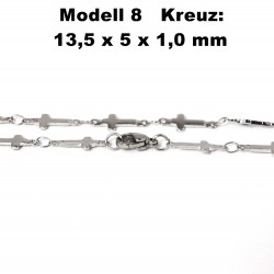 Kreuz Edelstahl Kette Halskette, Armband, Fußkettchen, Länge frei wählbar -  Modell 8