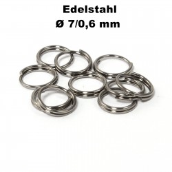 Biegeringe doppelt, Schlüsselringe 7 / 0,6 mm Durchmesser / Stärke Edelstahl