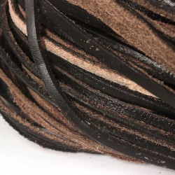 Lederbänder, Lederband Rindleder schwarz   eckig 3 x 2 mm