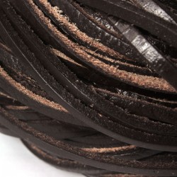 Lederbänder, Lederband Rindleder dunkelbraun   eckig 3 x 2 mm