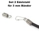 Ketten-, Armband-Verschluss-Set aus Edelstahl für 2 + 3 mm Lederbänder