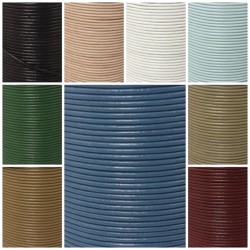 Lederbänder Echt Büffelleder - in 9 Farben - Ø 2 mm / 1- 20 Meter am Stück