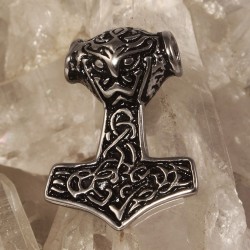 Kettenanhänger Thor-Hammer mit keltischen Knoten Edelstahl