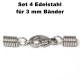 Ketten-, Armband-Verschluss-Set Edelstahl für 2 / 2,5 / 3 / 4 mm Lederbänder