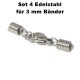 Ketten-, Armband-Verschluss-Set Edelstahl für 2 / 2,5 / 3 / 4 mm Lederbänder