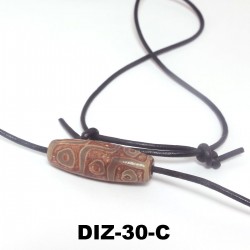 DIZ-Stein, 9 Augen, Tibetischer Achat, Lederkette mit Schiebeknoten