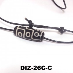 DIZ-Stein, Tibetischer Achat, Lederkette mit Schiebeknoten
