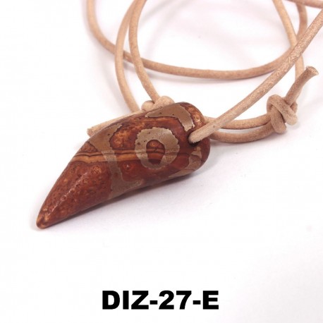 Dzi-Stein, Tibetischer Achat, Kette mit Büffellederband