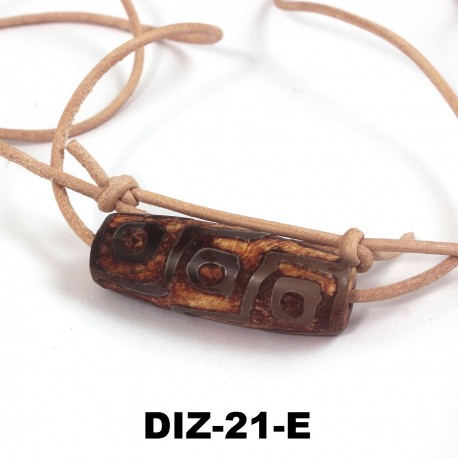 Dzi-Stein, ) Augen, Tibetischer Achat, Einzelstück, mit Büffellederband