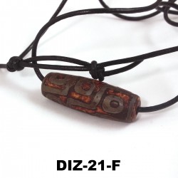 Dzi-Stein, 9 Augen, Tibetischer Achat, Einzelstück, mit Büffellederband