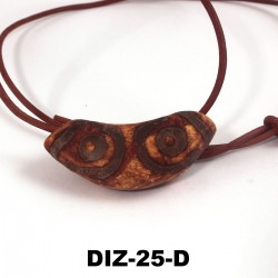 Dzi-Stein, 4 Augen, Tibetischer Achat, Einzelstück, Büffellederband