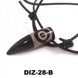 Dzi-Stein, 3 Augen, mit Büffellederbandkette