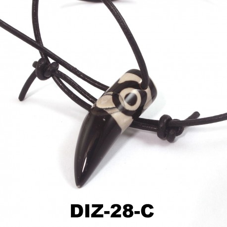 Dzi-Stein, 3 Augen, mit Büffellederbandkette